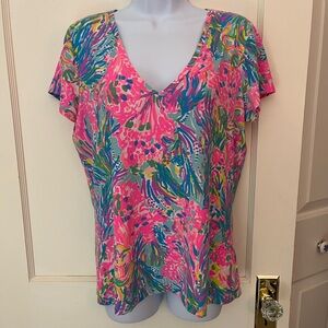 Lilly Pulitzer Colorful Short Sleeve Top sz L
